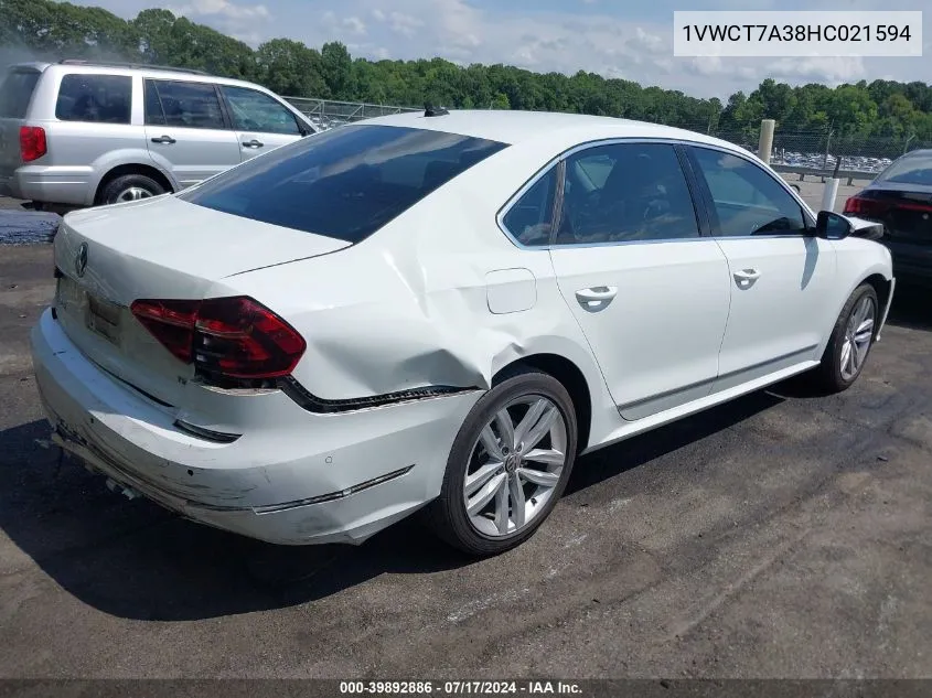 2017 Volkswagen Passat 1.8T Sel Premium VIN: 1VWCT7A38HC021594 Lot: 39892886