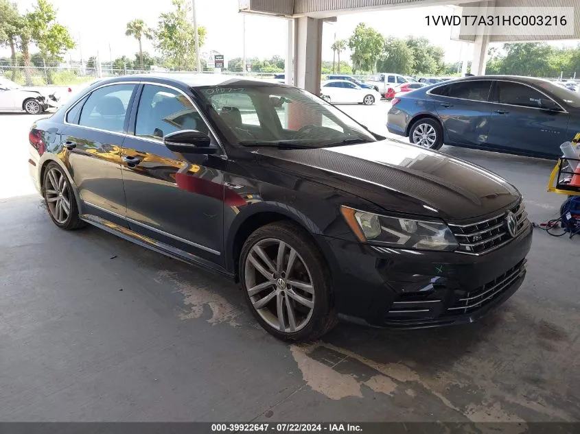 2017 Volkswagen Passat 1.8T R-Line VIN: 1VWDT7A31HC003216 Lot: 39922647