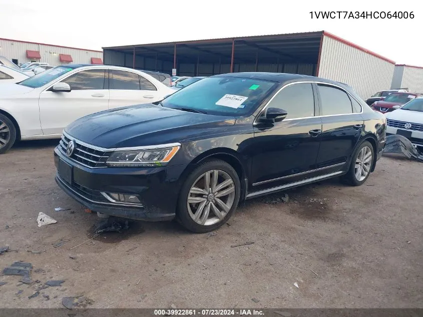 1VWCT7A34HCO64006 2017 Volkswagen Passat 1.8T Sel Premium