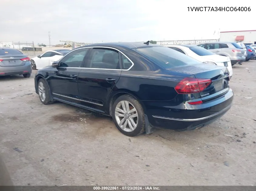 1VWCT7A34HCO64006 2017 Volkswagen Passat 1.8T Sel Premium