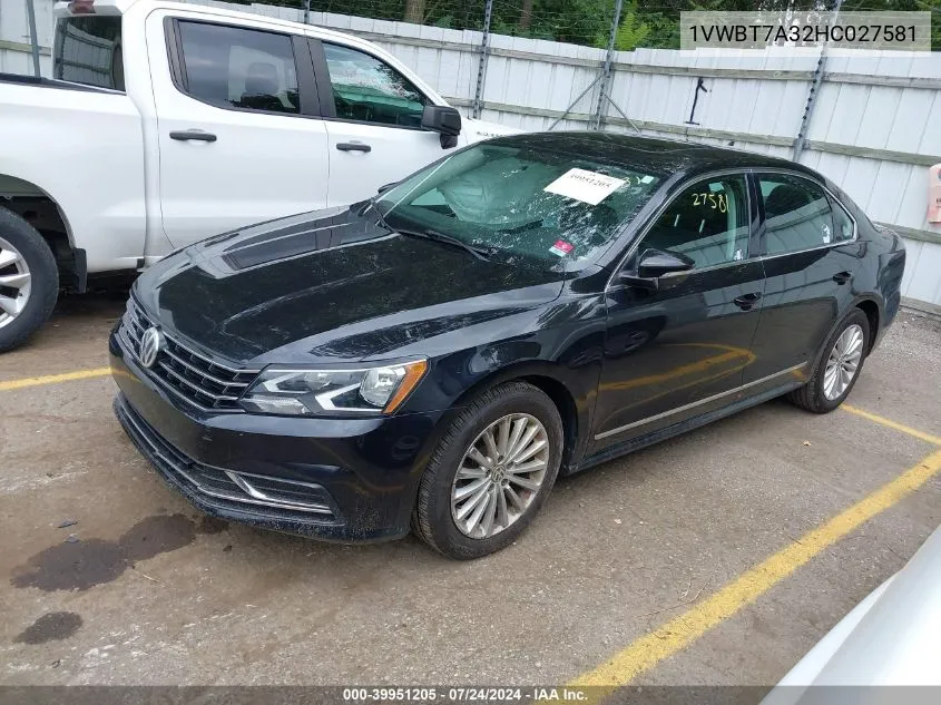 2017 Volkswagen Passat 1.8T Se VIN: 1VWBT7A32HC027581 Lot: 39951205