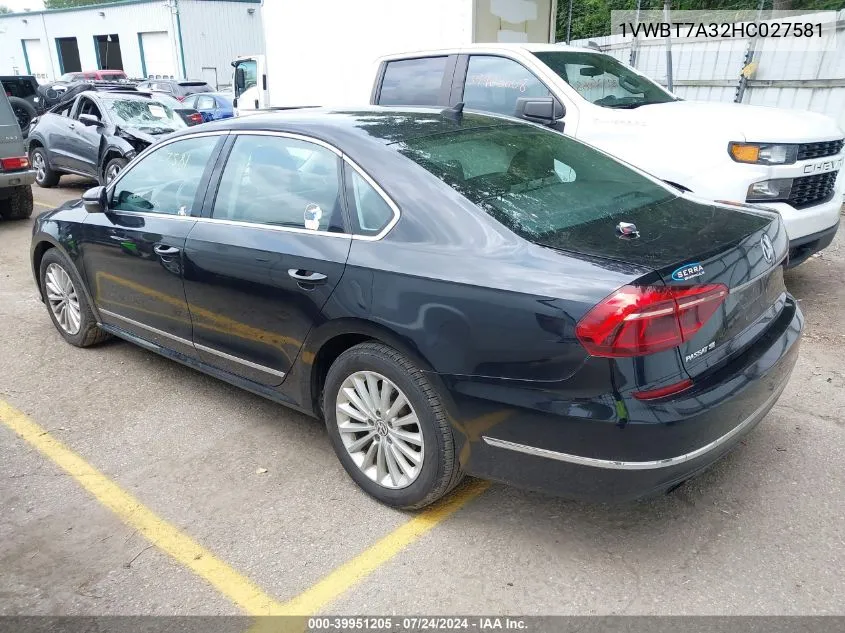 2017 Volkswagen Passat 1.8T Se VIN: 1VWBT7A32HC027581 Lot: 39951205