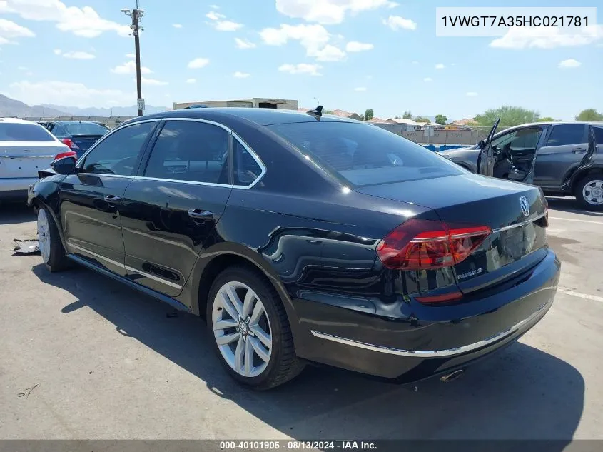 2017 Volkswagen Passat 1.8T Se VIN: 1VWGT7A35HC021781 Lot: 40101905