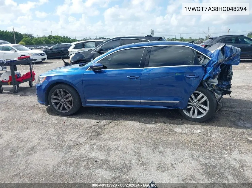 1VWGT7A38HC048294 2017 Volkswagen Passat 1.8T Se