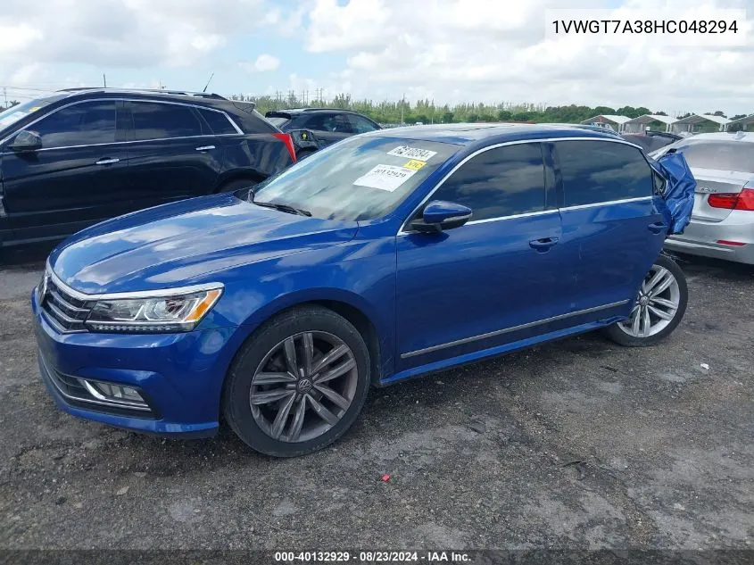 2017 Volkswagen Passat 1.8T Se VIN: 1VWGT7A38HC048294 Lot: 40132929