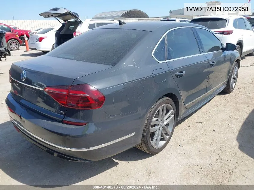 1VWDT7A35HC072958 2017 Volkswagen Passat R-Line