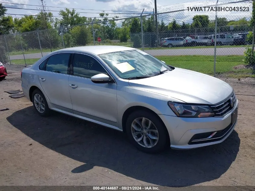 2017 Volkswagen Passat 1.8T S VIN: 1VWAT7A38HC043523 Lot: 40144687