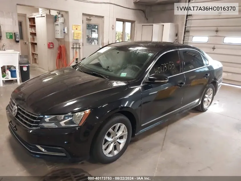 2017 Volkswagen Passat 1.8T S VIN: 1VWAT7A36HC016370 Lot: 40173753