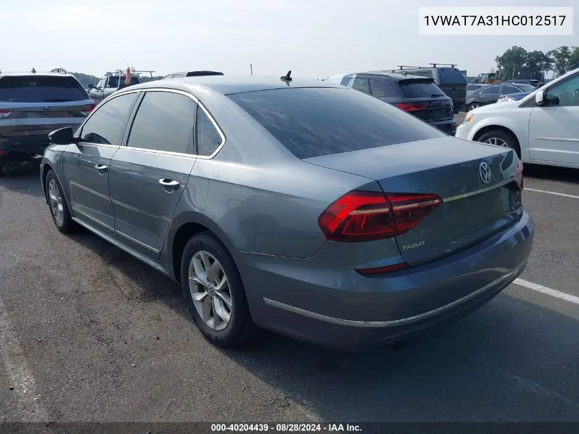 1VWAT7A31HC012517 2017 Volkswagen Passat 1.8T S