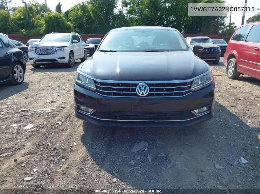 2017 Volkswagen Passat 1.8T Se VIN: 1VWGT7A32HC057315 Lot: 40205324