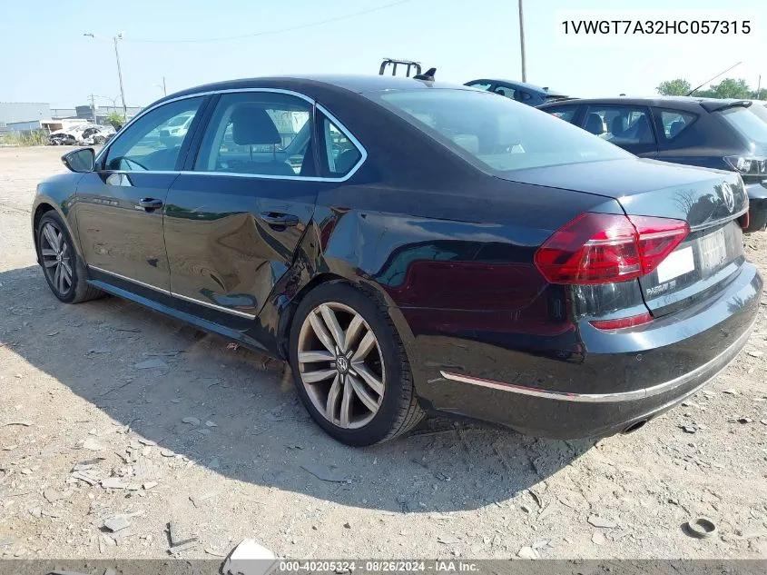 1VWGT7A32HC057315 2017 Volkswagen Passat 1.8T Se