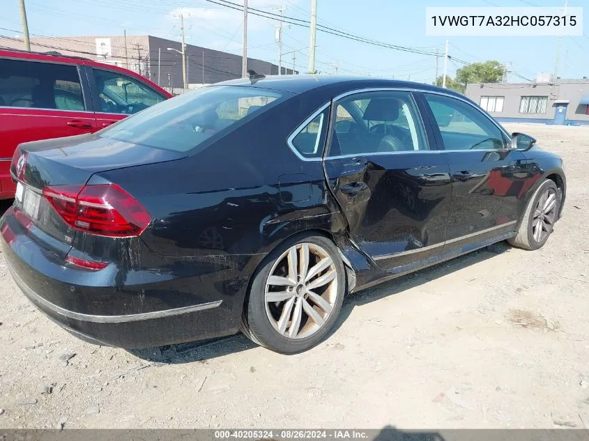 2017 Volkswagen Passat 1.8T Se VIN: 1VWGT7A32HC057315 Lot: 40205324