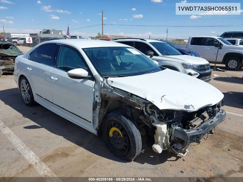 2017 Volkswagen Passat 1.8T R-Line VIN: 1VWDT7A35HC065511 Lot: 40209168