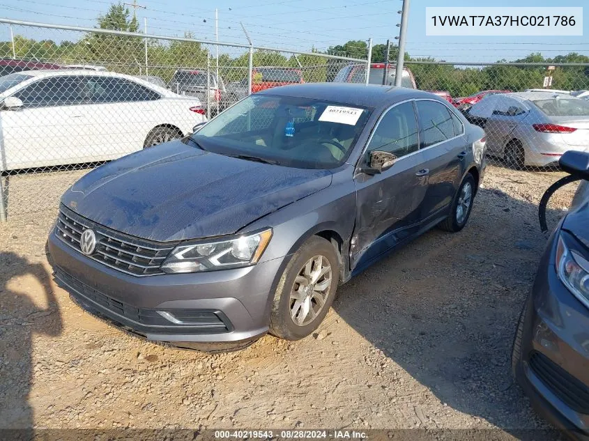 2017 Volkswagen Passat 1.8T S VIN: 1VWAT7A37HC021786 Lot: 40219543