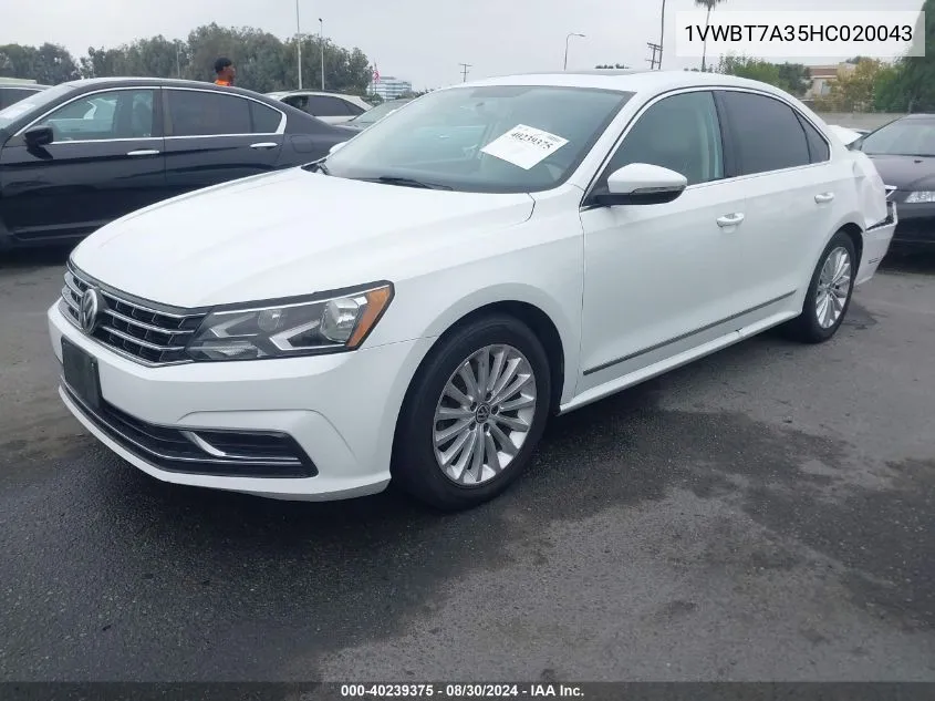 2017 Volkswagen Passat 1.8T Se VIN: 1VWBT7A35HC020043 Lot: 40239375