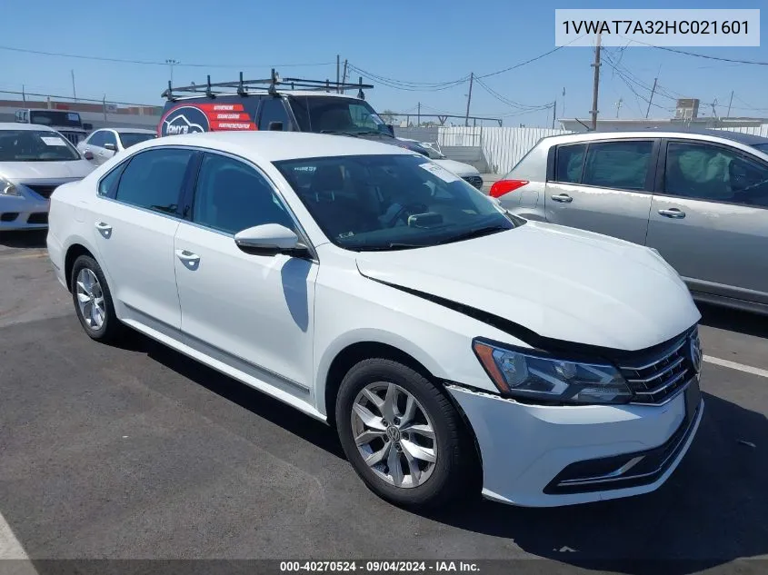 2017 Volkswagen Passat 1.8T S VIN: 1VWAT7A32HC021601 Lot: 40270524