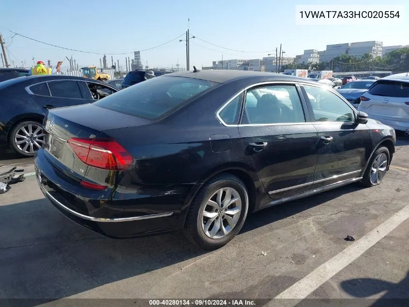 2017 Volkswagen Passat 1.8T S VIN: 1VWAT7A33HC020554 Lot: 40280134