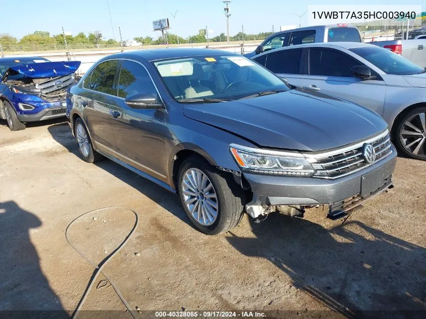 2017 Volkswagen Passat 1.8T Se VIN: 1VWBT7A35HC003940 Lot: 40328085