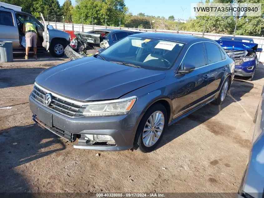 2017 Volkswagen Passat 1.8T Se VIN: 1VWBT7A35HC003940 Lot: 40328085