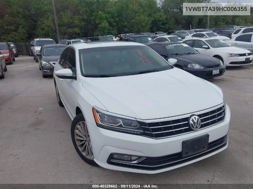 2017 Volkswagen Passat 1.8T Se VIN: 1VWBT7A39HC006355 Lot: 40329662