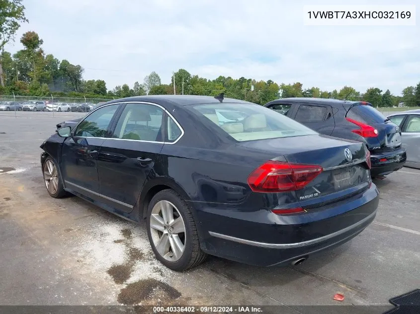 2017 Volkswagen Passat Se VIN: 1VWBT7A3XHC032169 Lot: 40336402