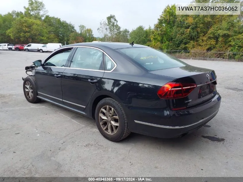 1VWAT7A37HC036062 2017 Volkswagen Passat 1.8T S