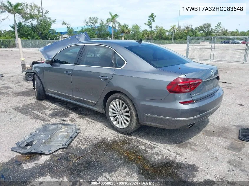 2017 Volkswagen Passat 1.8T Se VIN: 1VWBT7A32HC083648 Lot: 40358823