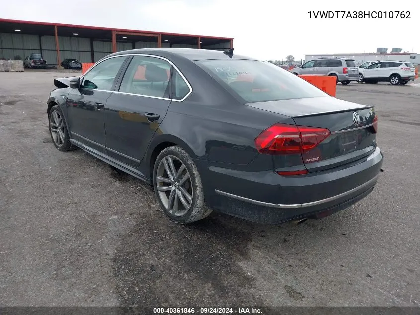 2017 Volkswagen Passat 1.8T R-Line VIN: 1VWDT7A38HC010762 Lot: 40361846