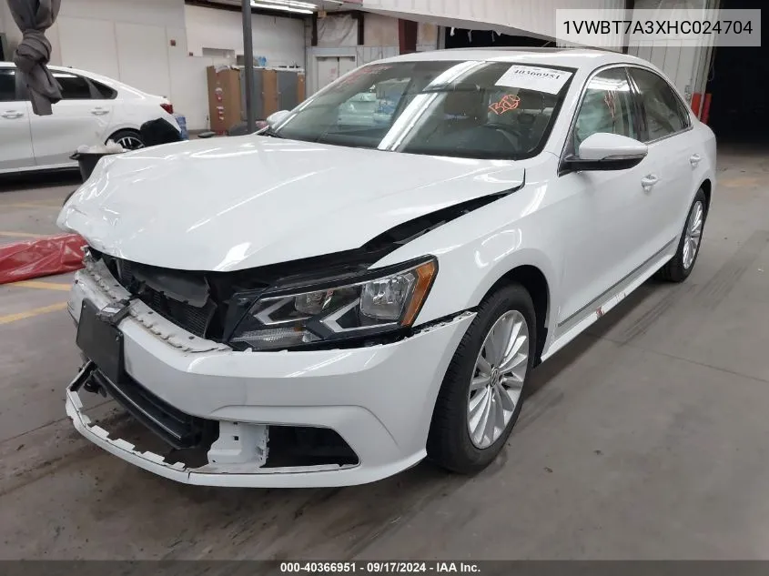 2017 Volkswagen Passat Se VIN: 1VWBT7A3XHC024704 Lot: 40366951