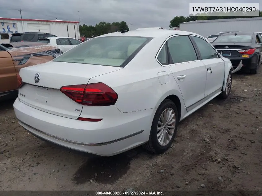 2017 Volkswagen Passat 1.8T Se VIN: 1VWBT7A31HC040290 Lot: 40403925