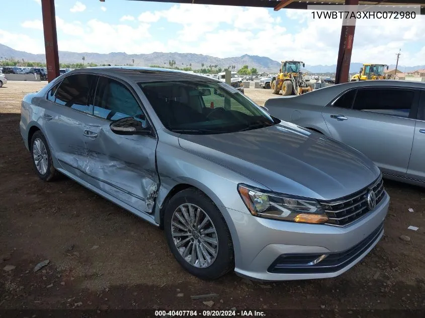 2017 Volkswagen Passat 1.8T Se VIN: 1VWBT7A3XHC072980 Lot: 40407784