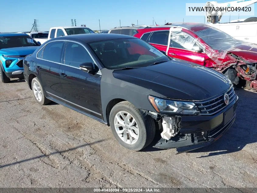 2017 Volkswagen Passat 1.8T S VIN: 1VWAT7A36HC049420 Lot: 40435094