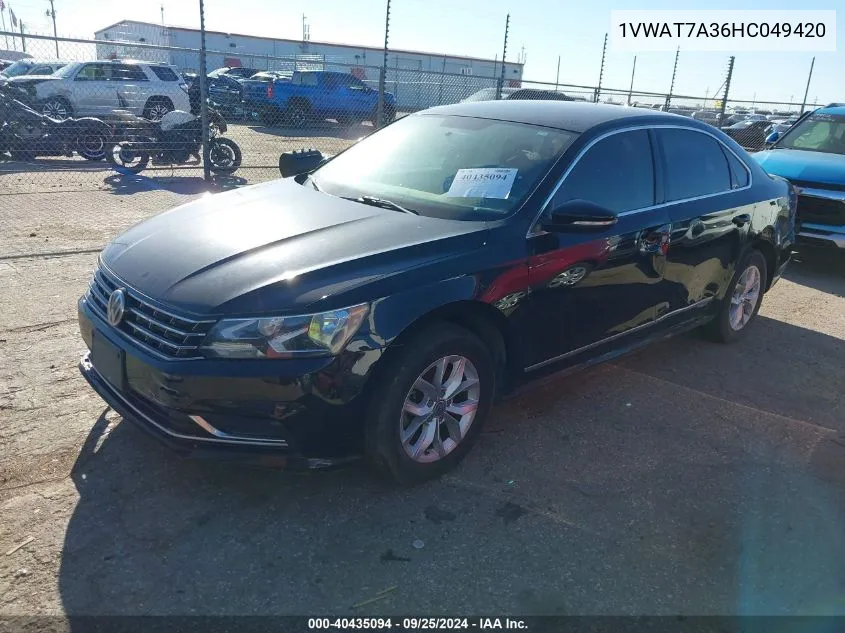 2017 Volkswagen Passat 1.8T S VIN: 1VWAT7A36HC049420 Lot: 40435094