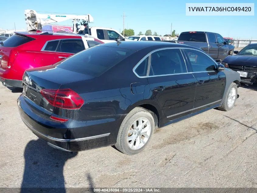 2017 Volkswagen Passat 1.8T S VIN: 1VWAT7A36HC049420 Lot: 40435094