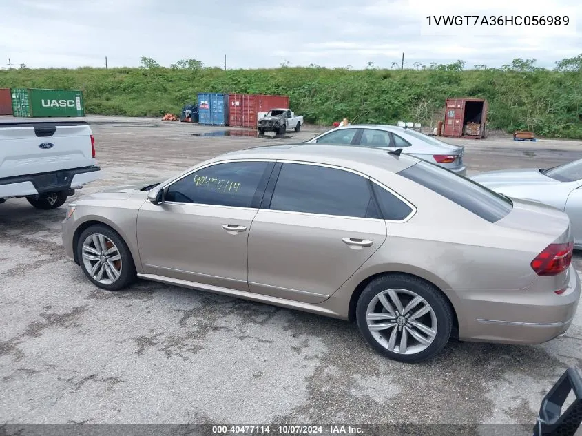 1VWGT7A36HC056989 2017 Volkswagen Passat 1.8T Se