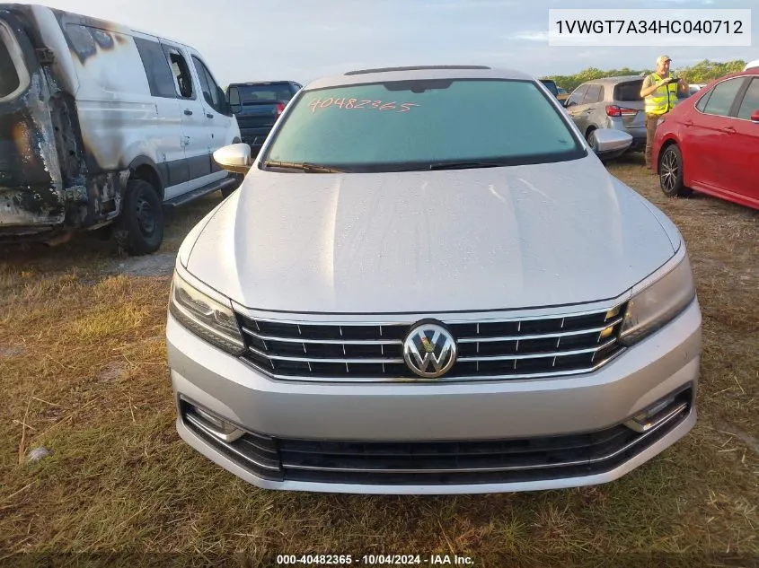 1VWGT7A34HC040712 2017 Volkswagen Passat 1.8T Se