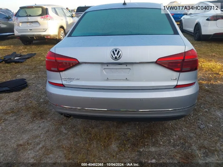 1VWGT7A34HC040712 2017 Volkswagen Passat 1.8T Se