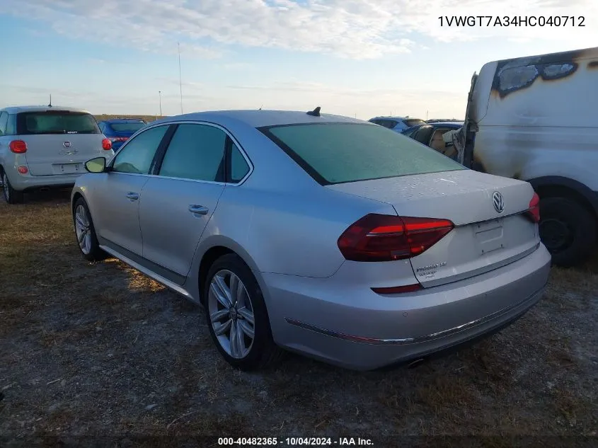 1VWGT7A34HC040712 2017 Volkswagen Passat 1.8T Se