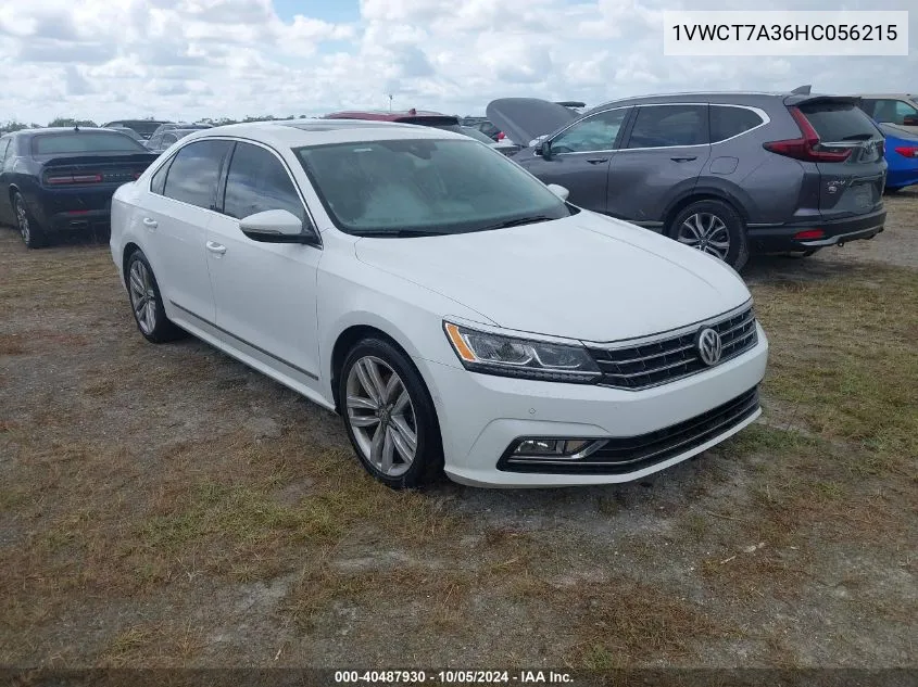 2017 Volkswagen Passat Sel Premium VIN: 1VWCT7A36HC056215 Lot: 40487930