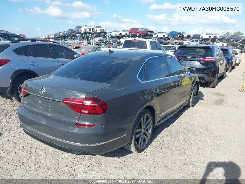 1VWDT7A30HC008570 2017 Volkswagen Passat 1.8T R-Line