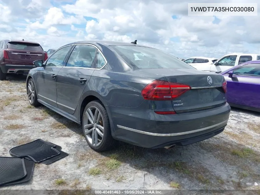 1VWDT7A35HC030080 2017 Volkswagen Passat R-Line