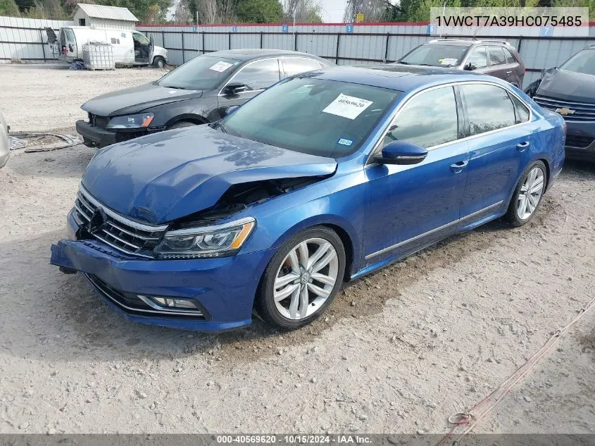 2017 Volkswagen Passat 1.8T Sel Premium VIN: 1VWCT7A39HC075485 Lot: 40569620