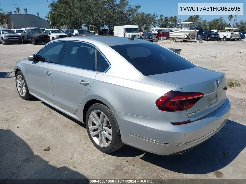 2017 Volkswagen Passat 1.8T Sel Premium VIN: 1VWCT7A31HC062696 Lot: 40581850