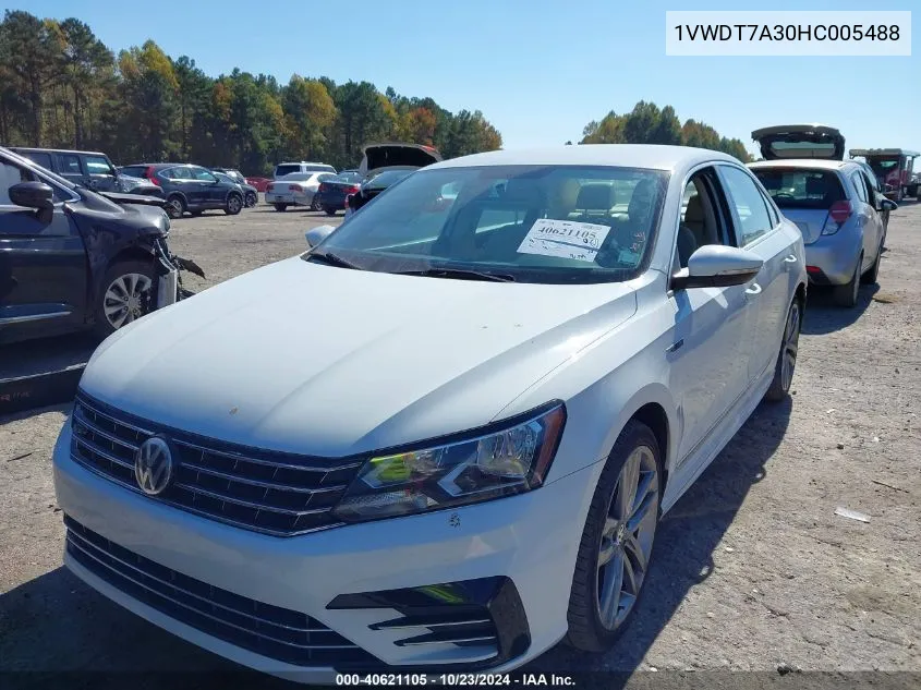 2017 Volkswagen Passat 1.8T R-Line VIN: 1VWDT7A30HC005488 Lot: 40621105