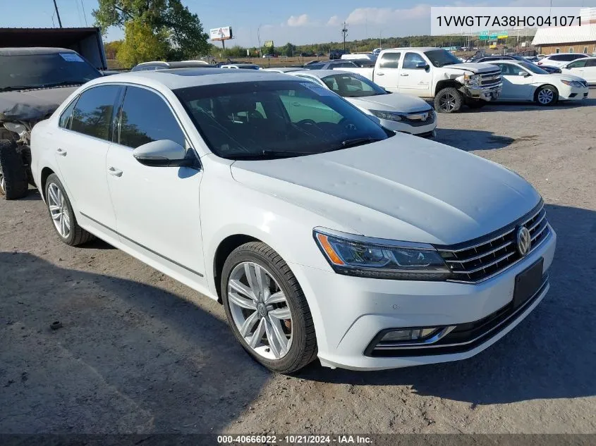 2017 Volkswagen Passat 1.8T Se VIN: 1VWGT7A38HC041071 Lot: 40666022