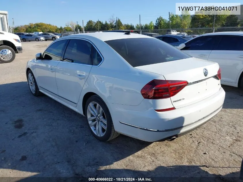 2017 Volkswagen Passat 1.8T Se VIN: 1VWGT7A38HC041071 Lot: 40666022