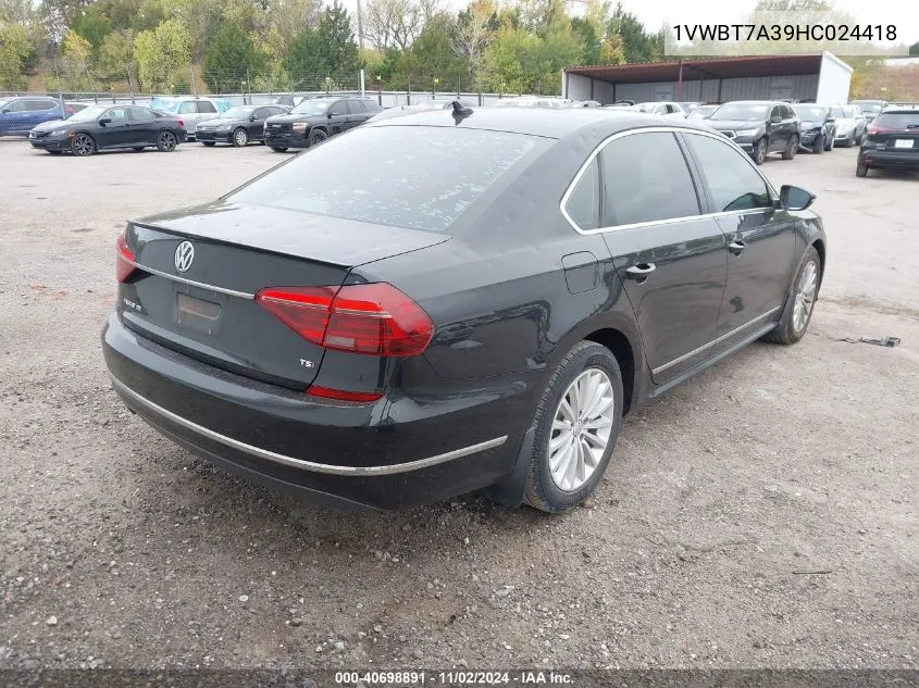 2017 Volkswagen Passat 1.8T Se VIN: 1VWBT7A39HC024418 Lot: 40698891