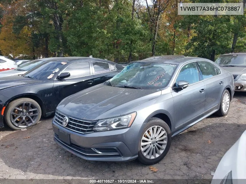 2017 Volkswagen Passat 1.8T Se VIN: 1VWBT7A36HC078887 Lot: 40710527