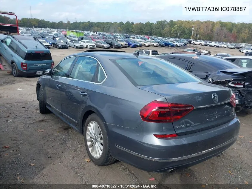 2017 Volkswagen Passat 1.8T Se VIN: 1VWBT7A36HC078887 Lot: 40710527