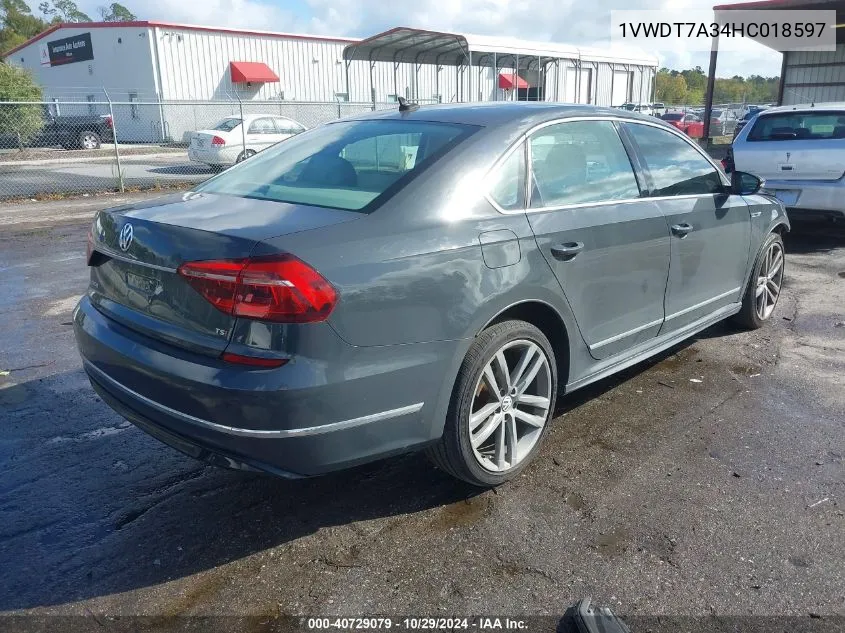 2017 Volkswagen Passat 1.8T R-Line VIN: 1VWDT7A34HC018597 Lot: 40729079